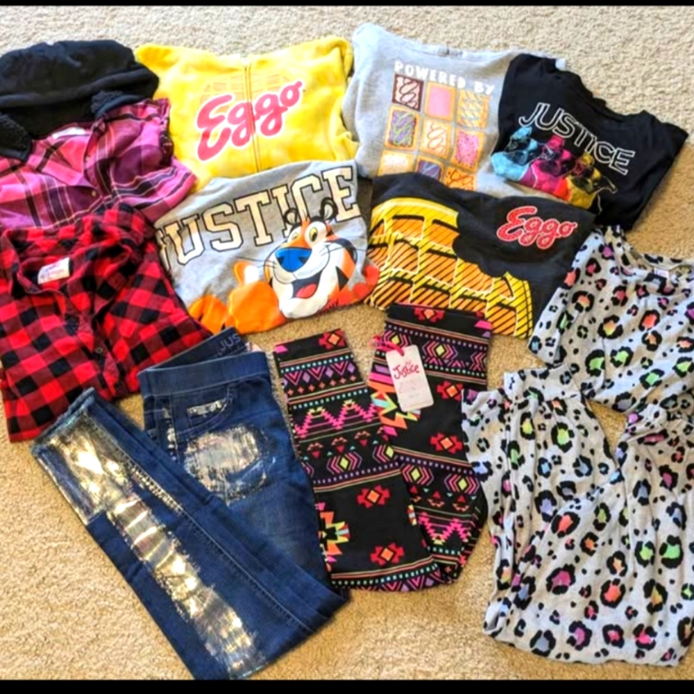 Teen Girl Size 12,14 Clothing Lot, Jeggings, Sweatshirts, Tops, Eggos, Pop tarts